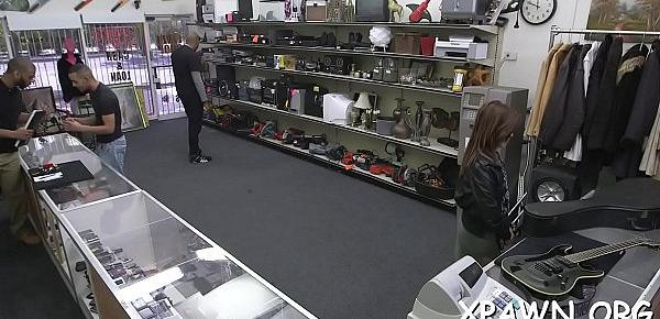  Juvenile woman shows us how that babe has some sex in shop room